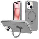 For iPhone 15 Plus Kalebol Metal Lens Frame MagSafe Holder Frosted PC Phone Case(Grey) - 1