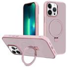 For iPhone 13 Pro Max Kalebol Metal Lens Frame MagSafe Holder Frosted PC Phone Case(Pink) - 1