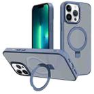 For iPhone 13 Pro Max Kalebol Metal Lens Frame MagSafe Holder Frosted PC Phone Case(Sierra Blue) - 1