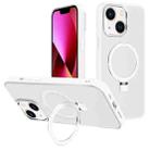 For iPhone 13 Kalebol Metal Lens Frame MagSafe Holder Frosted PC Phone Case(Frosted White) - 1