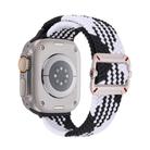For Apple Watch 42mm / 41mm / 40mm / 38mm Double Loop Mechanical Buckle Nylon Braid Watch Band(Z Black White) - 1
