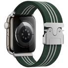 For Apple Watch 42 / 44 / 45 / 46 / 49mm xDfind Parachute Buckle 3-Stripe Braided Nylon Watch Band(Green White) - 1