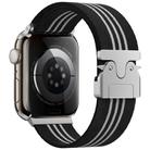 For Apple Watch 42 / 44 / 45 / 46 / 49mm xDfind Parachute Buckle 3-Stripe Braided Nylon Watch Band(Black White) - 1