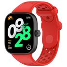 For Xiaomi Smart Band 9 Pro/8 Pro/Redmi Watch 5/4 xDfind BreathableHole Solid Color Silicone Watch Band(Red) - 1