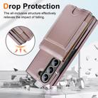 For Samsung Galaxy Z Fold6 Folding Card Holder Tempered Film Integrated Leather Phone Case(Rose Gold) - 3