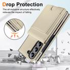 For Samsung Galaxy Z Fold6 Folding Card Holder Tempered Film Integrated Leather Phone Case(Beige) - 3