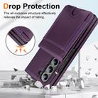 For Samsung Galaxy Z Fold6 Folding Card Holder Tempered Film Integrated Leather Phone Case(Dark Purple) - 3