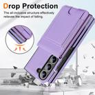 For Samsung Galaxy Z Fold6 Folding Card Holder Tempered Film Integrated Leather Phone Case(Light Purple) - 3
