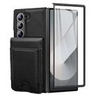 For Samsung Galaxy Z Fold5 Folding Card Holder Tempered Film Integrated Leather Phone Case(Black) - 2