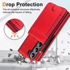For Samsung Galaxy Z Fold5 Folding Card Holder Tempered Film Integrated Leather Phone Case(Red) - 3