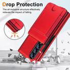 For Samsung Galaxy Z Fold4 Folding Card Holder Tempered Film Integrated Leather Phone Case(Red) - 3