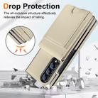 For Samsung Galaxy Z Fold4 Folding Card Holder Tempered Film Integrated Leather Phone Case(Beige) - 3