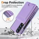 For Samsung Galaxy Z Fold4 Folding Card Holder Tempered Film Integrated Leather Phone Case(Light Purple) - 3