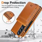 For Samsung Galaxy Z Fold4 Folding Card Holder Tempered Film Integrated Leather Phone Case(Brown) - 3