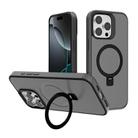 For iPhone 16 Pro Max Kalebol Frosted MagSafe Holder PC Phone Case(Black) - 1