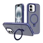 For iPhone 16 Kalebol Frosted MagSafe Holder PC Phone Case(Royal Blue) - 1