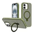 For iPhone 16 Kalebol Frosted MagSafe Holder PC Phone Case(Deep Green) - 1