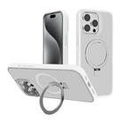 For iPhone 15 Pro Kalebol Frosted MagSafe Holder PC Phone Case(White) - 1