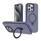 For iPhone 15 Pro Kalebol Frosted MagSafe Holder PC Phone Case(Royal Blue) - 1