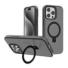 For iPhone 15 Pro Kalebol Frosted MagSafe Holder PC Phone Case(Black) - 1