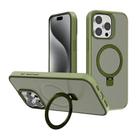 For iPhone 15 Pro Kalebol Frosted MagSafe Holder PC Phone Case(Deep Green) - 1
