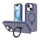 For iPhone 15 Plus Kalebol Frosted MagSafe Holder PC Phone Case(Royal Blue) - 1