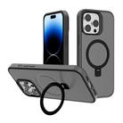 For iPhone 14 Pro Max Kalebol Frosted MagSafe Holder PC Phone Case(Black) - 1