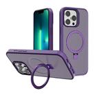 For iPhone 13 Pro Kalebol Frosted MagSafe Holder PC Phone Case(Dark Purple) - 1
