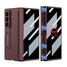 For Samsung Galaxy Z Fold7 5G GKK Integrated Privacy Film Magnetic Folding Full Cover Phone Case(Wine Red) - 1