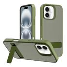 For iPhone 16 Kalebol Frosted Holder PC Hybrid TPU Phone Case(Deep Green) - 1