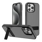 For iPhone 15 Pro Kalebol Frosted Holder PC Hybrid TPU Phone Case(Black) - 1
