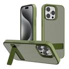 For iPhone 15 Pro Kalebol Frosted Holder PC Hybrid TPU Phone Case(Deep Green) - 1