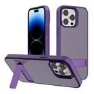 For iPhone 14 Pro Max Kalebol Frosted Holder PC Hybrid TPU Phone Case(Dark Purple) - 1