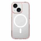 For iPhone 15 Plus Kalebol Clear MagSafe PC Hybrid TPU Shockproof Phone Case(Pink) - 1