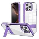 For iPhone 16 Pro Max Kalebol Holder Clear Acrylic Hybrid TPU Phone Case(Purple) - 1