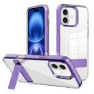 For iPhone 16 Kalebol Holder Clear Acrylic Hybrid TPU Phone Case(Purple) - 1