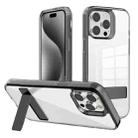 For iPhone 15 Pro Kalebol Holder Clear Acrylic Hybrid TPU Phone Case(Black) - 1