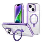 For iPhone 14 Kalebol MagSafe Holder Simple Clear TPU Phone Case(Purple) - 1