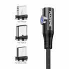 FLOVEME YXF212896 3 In 1 2.1A 8 Pin + Type-C / USB-C + Micro USB Elbow Head Design Magnetic Charging Cable, Length: 1m(Black) - 1