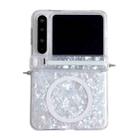For Huawei Pura X Side Buckle Axis Pearlescent Shell Texture MagSafe Phone Case(White) - 1