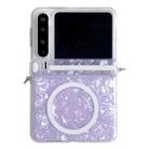 For Huawei Pura X Side Buckle Axis Pearlescent Shell Texture MagSafe Phone Case(Purple) - 1