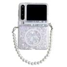 For Huawei Pura X Side Buckle Axis Pearlescent Shell Texture MagSafe Phone Case with Bracelet(White) - 1