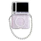 For Huawei Pura X Side Buckle Axis Pearlescent Shell Texture MagSafe Phone Case with Bracelet(Pink) - 1