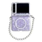 For Huawei Pura X Side Buckle Axis Pearlescent Shell Texture MagSafe Phone Case with Bracelet(Purple) - 1