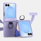 For Samsung Galaxy Z Flip7 5G Three Parts PC Skin Feel Shockproof Phone Case with Ring(Purple) - 1