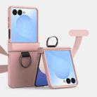 For Samsung Galaxy Z Flip7 5G Three Parts PC Skin Feel Shockproof Phone Case with Ring(Pink) - 1