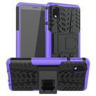 For Samsung Galaxy A01 Core Tire Texture Shockproof TPU + PC Protective Case with Holder(Purple) - 1