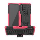 For Sony Xperia L4 Tire Texture Shockproof TPU + PC Protective Case with Holder(Rose Red) - 1