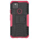 For Google Pixel 5 Tire Texture Shockproof TPU + PC Protective Case with Holder(Rose Red) - 2