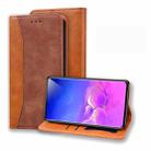 For Samsung Galaxy S10+ Business Stitching Horizontal Flip Leather Case with Double Folding & Bracket & Card Slots & Photo Frame & Wallet(Brown) - 1